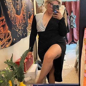 Black and white slit dress!